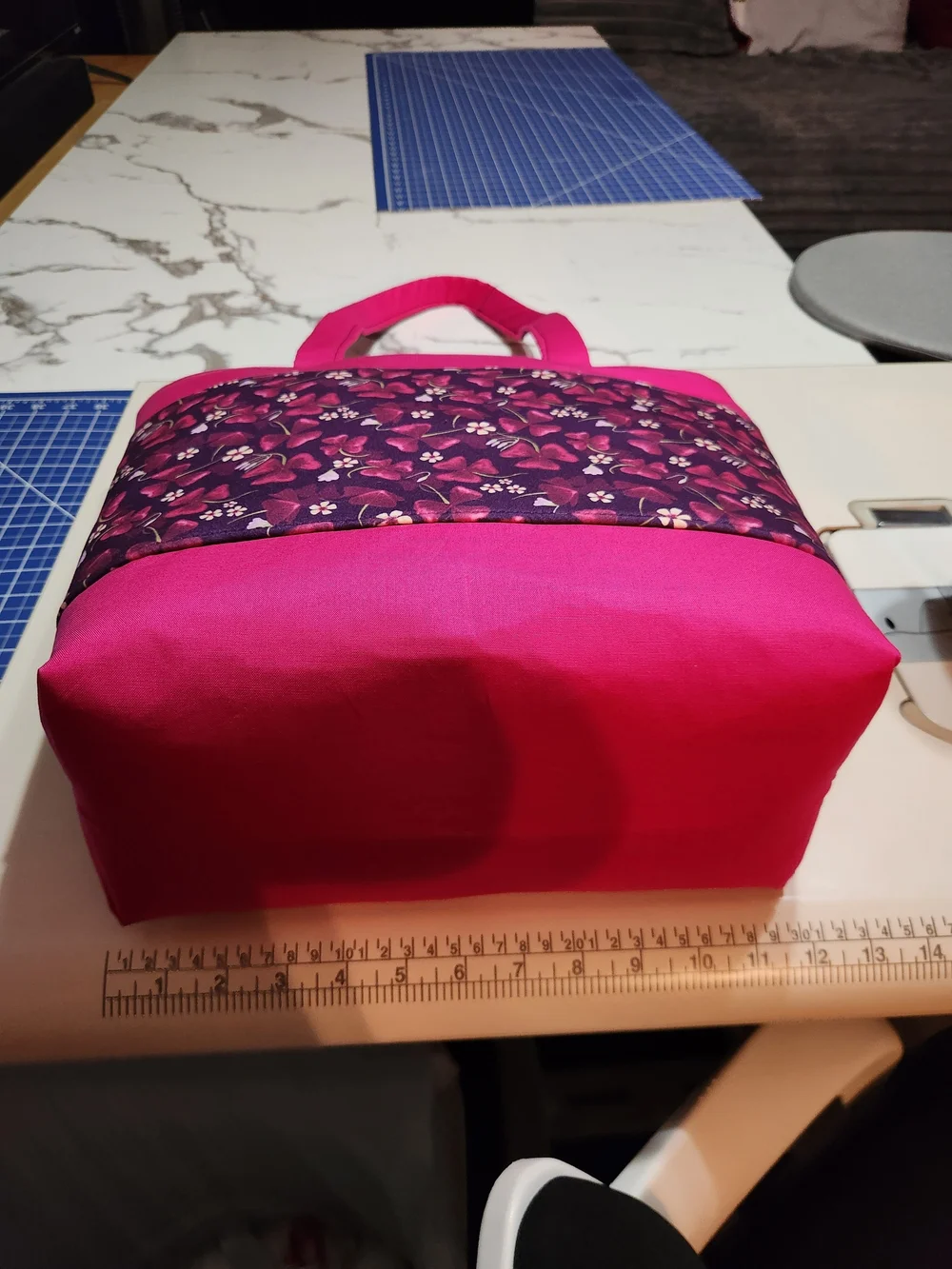 Bright Pink Tote with Purple Butterfly Panel